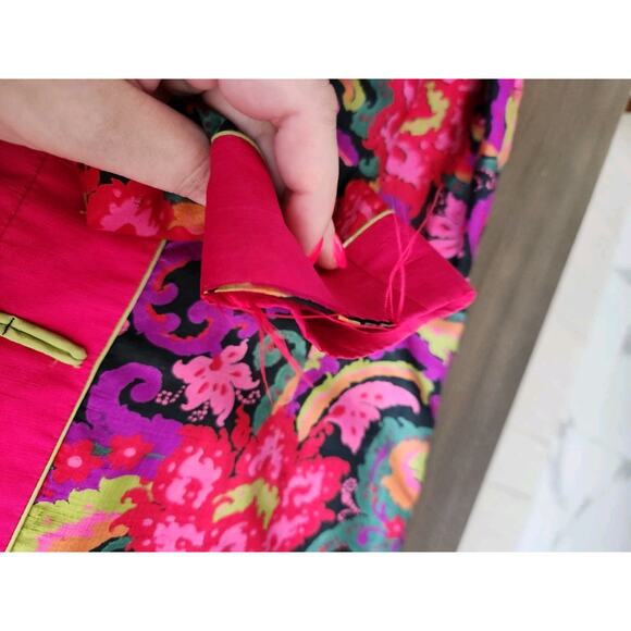 Vintage 60s Doreen Lok Floral Silk Kaftan Asian Dress READ FLAWS - Picture 13 of 13